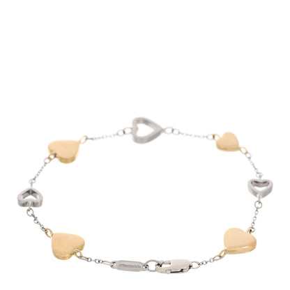 Tiffany 18K White Yellow Gold Two Tone Heart Station Bracelet 2 of 4