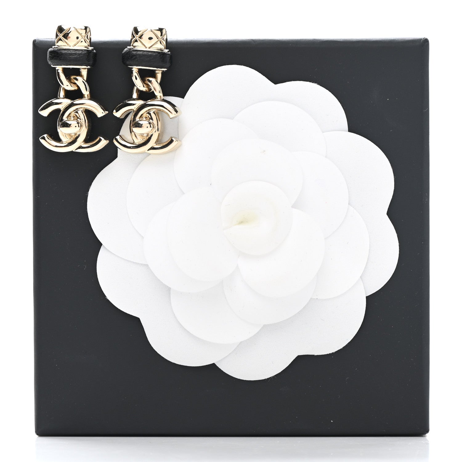 Chanel Lambskin CC Turnlock Drop Earrings Gold Black 5 of 5