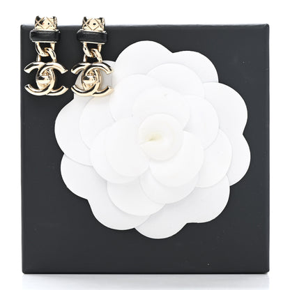 Chanel Lambskin CC Turnlock Drop Earrings Gold Black 5 of 5