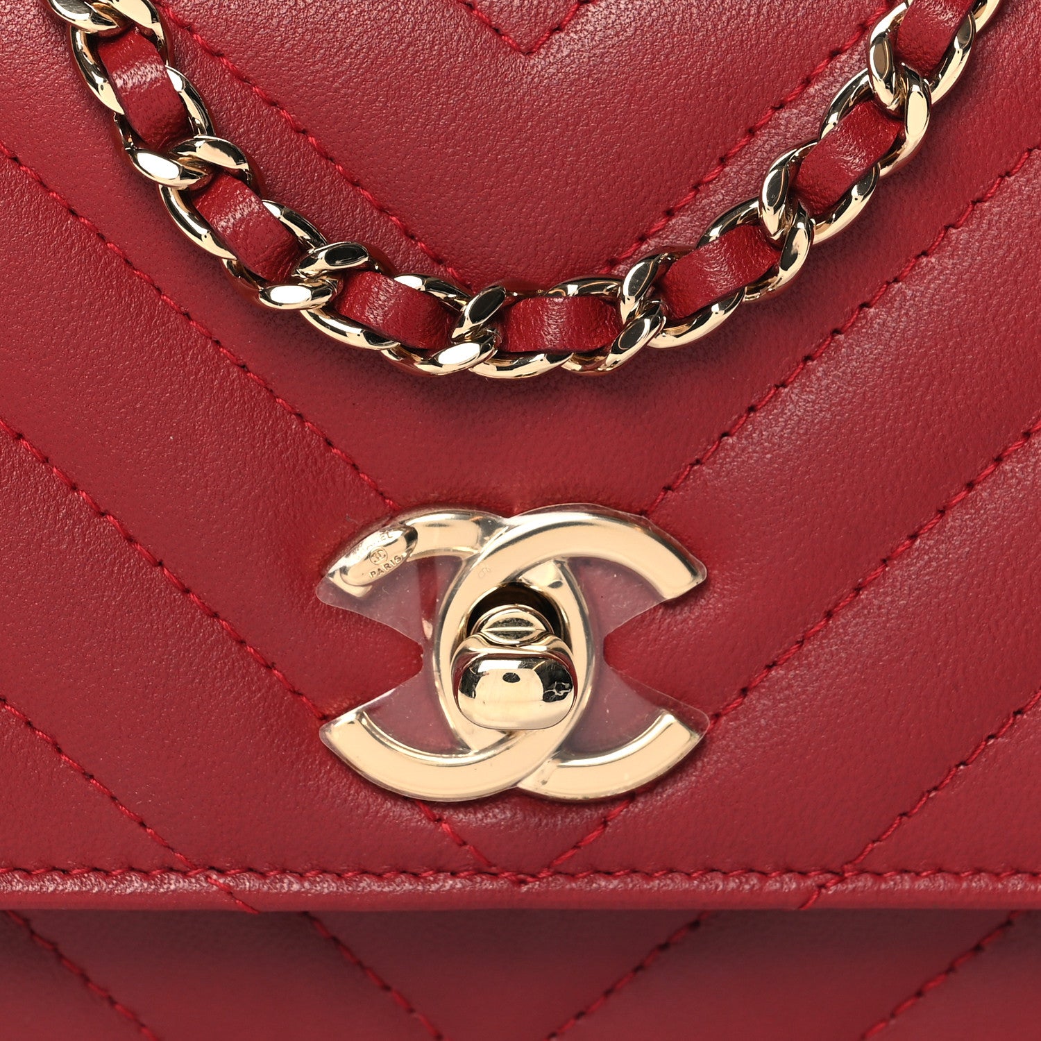 Chanel Lambskin Chevron Quilted Long Trendy CC Wallet On Chain WOC Red 10 of 12