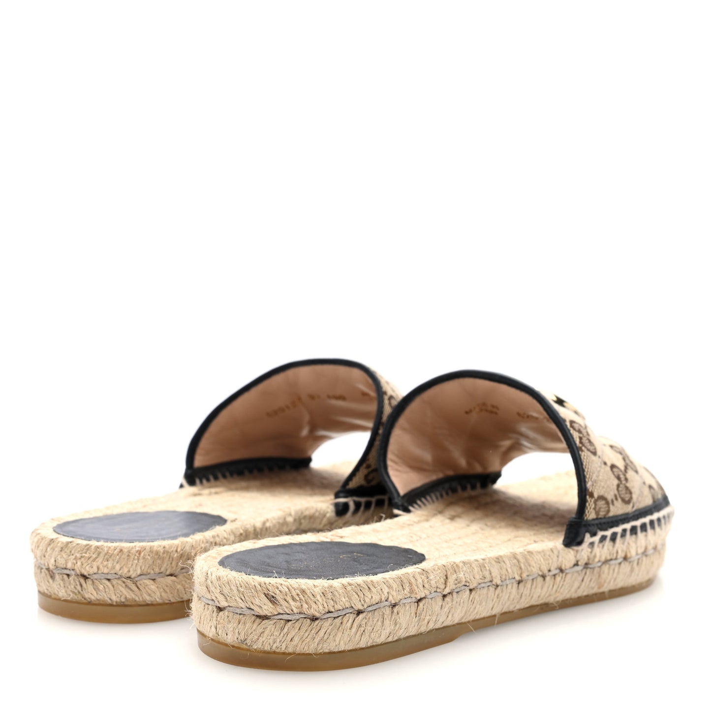 Monogram Matelasse GG Marmont Espadrille 20mm Slide Sandals 37 Beige Ebony Black