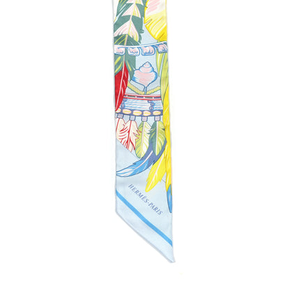 Hermes Silk La Danse Pacifique Twilly Bleu Ciel Vert Rose 4 of 4