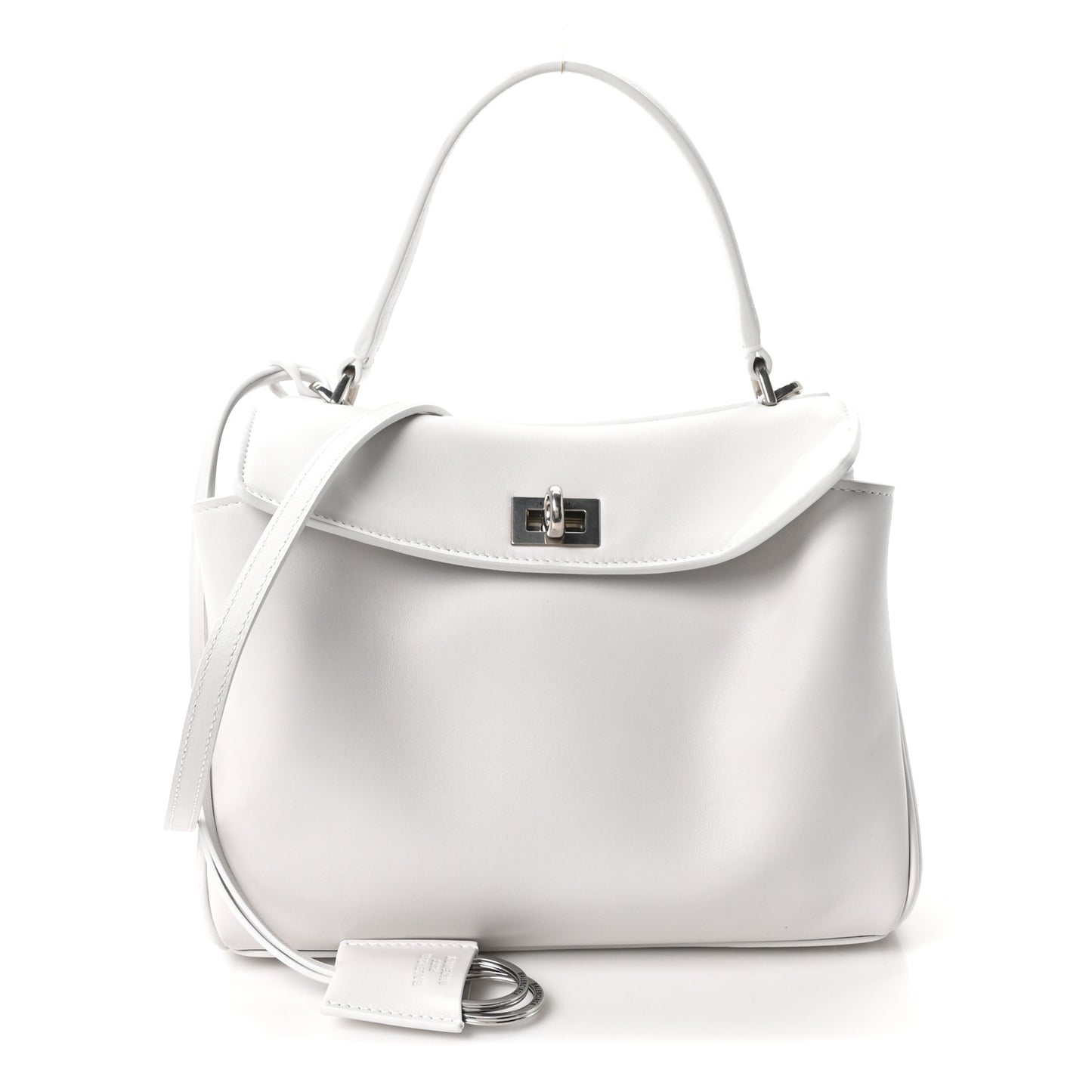 Natural Smooth Calfskin Mini Rodeo Top Handle Handbag Optic White