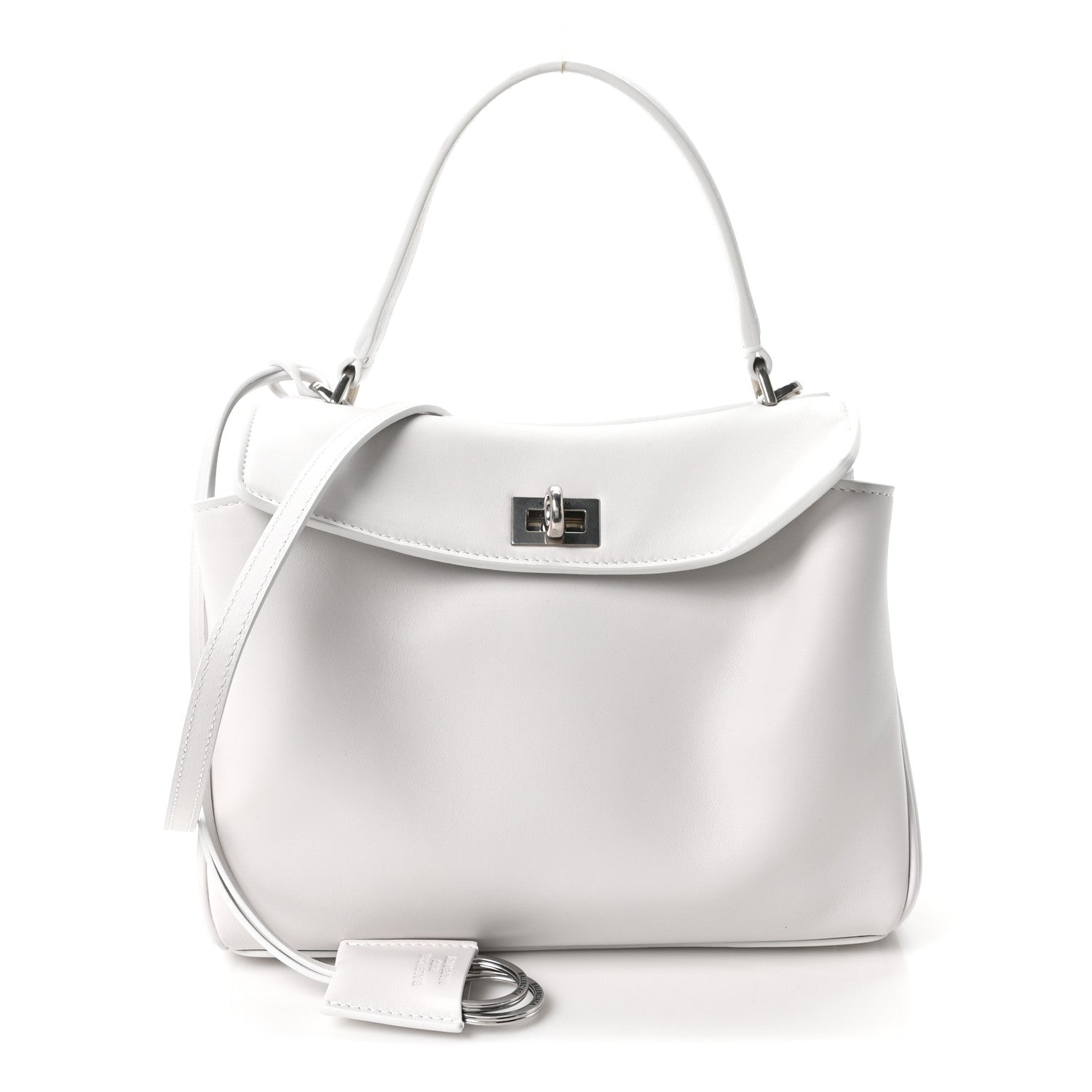 Balenciaga Natural Smooth Calfskin Mini Rodeo Top Handle Handbag Optic White 1 of 10