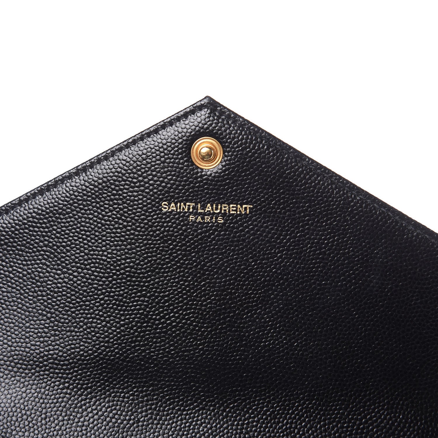 Saint Laurent Grain De Poudre Matelasse Chevron Monogram Envelope Chain Wallet Black 6 of 21