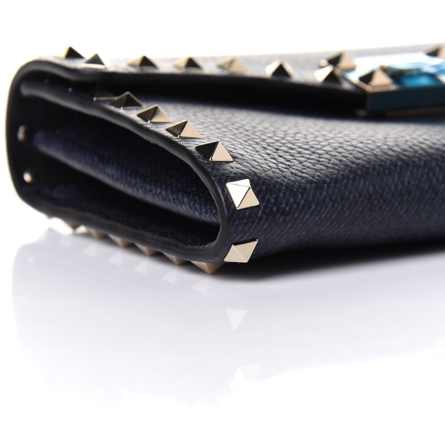 Valentino Garavani Pebbled Calfskin Medium Rockstud Flip Lock Crossbody Bag Deep Denim 7 of 8