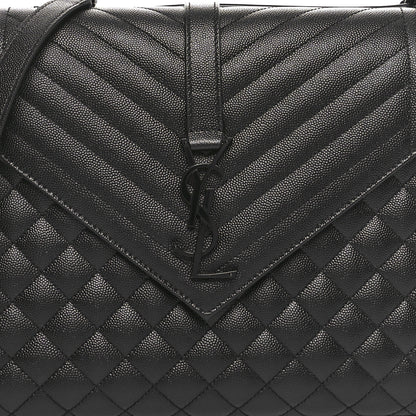 Saint Laurent Grain De Poudre Textured Mixed Matelasse Large Triquilt Monogram Monochrome Satchel Black 8 of 11