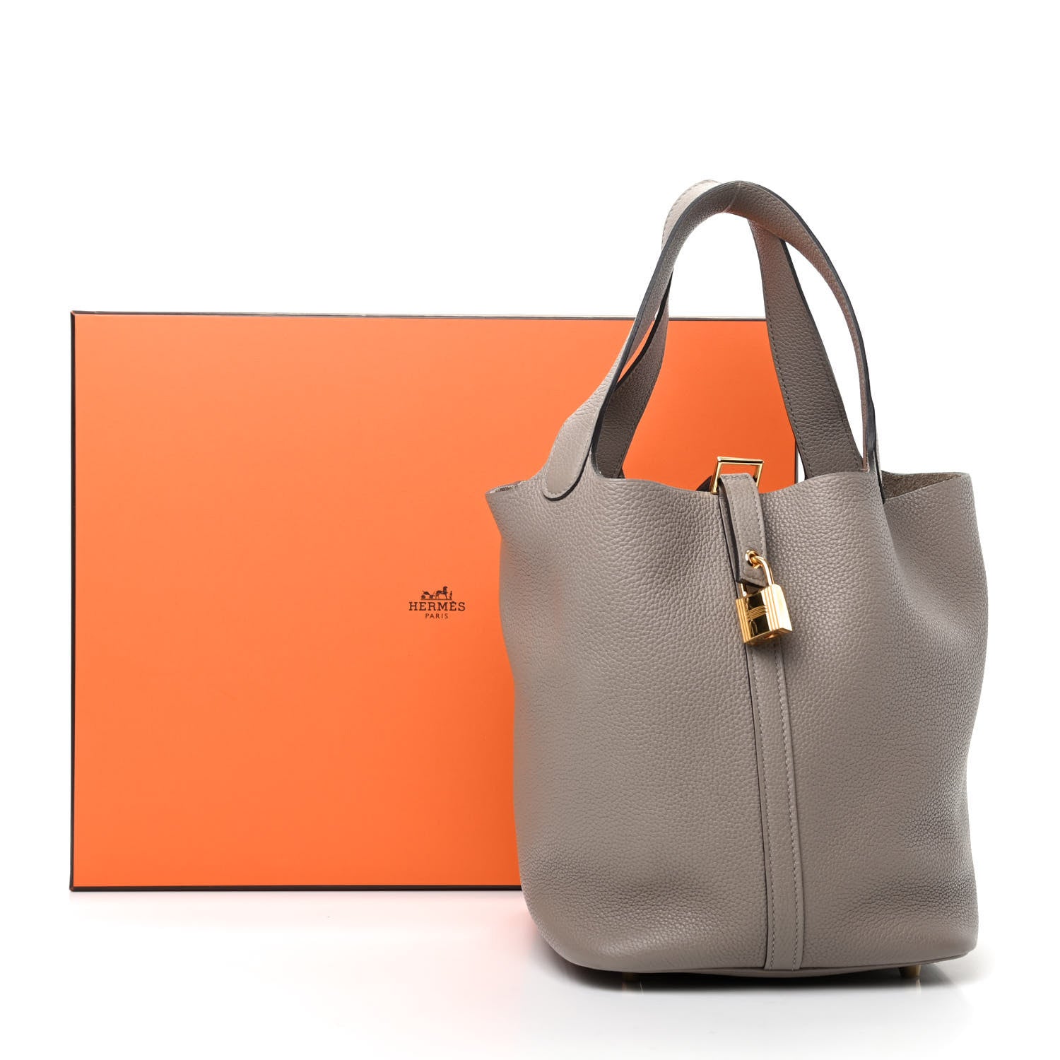 Hermes Taurillon Clemence Picotin Lock 22 MM Gris Asphalte 10 of 10