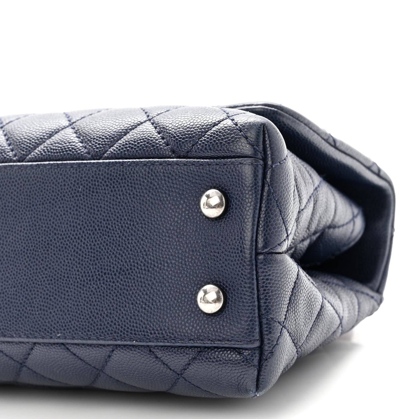 Caviar Lizard Embossed Quilted Mini Coco Handle Flap Dark Blue