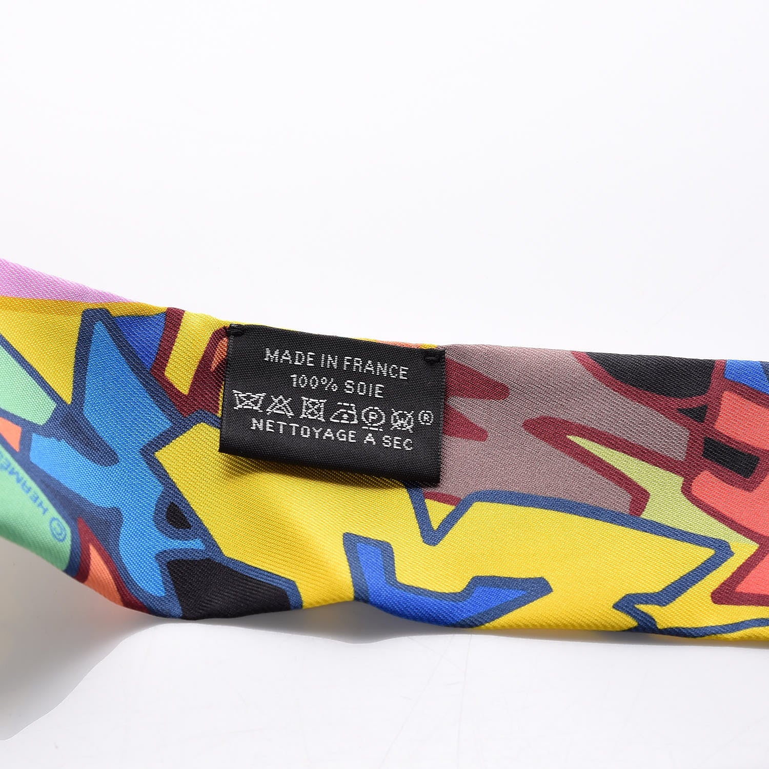 Hermes Silk Graff Graffiti Twilly Black Jaune Vert 5 of 5