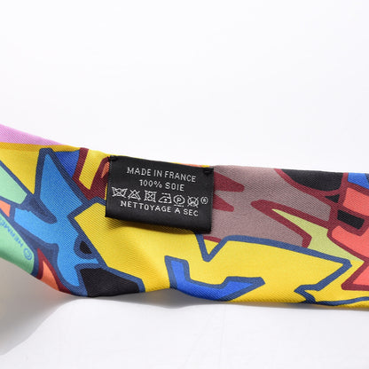 Hermes Silk Graff Graffiti Twilly Black Jaune Vert 5 of 5