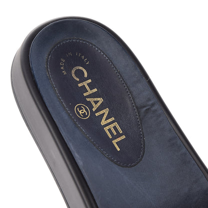 Chanel Canvas Chain Flat Sandals 38 Marine 8 of 11