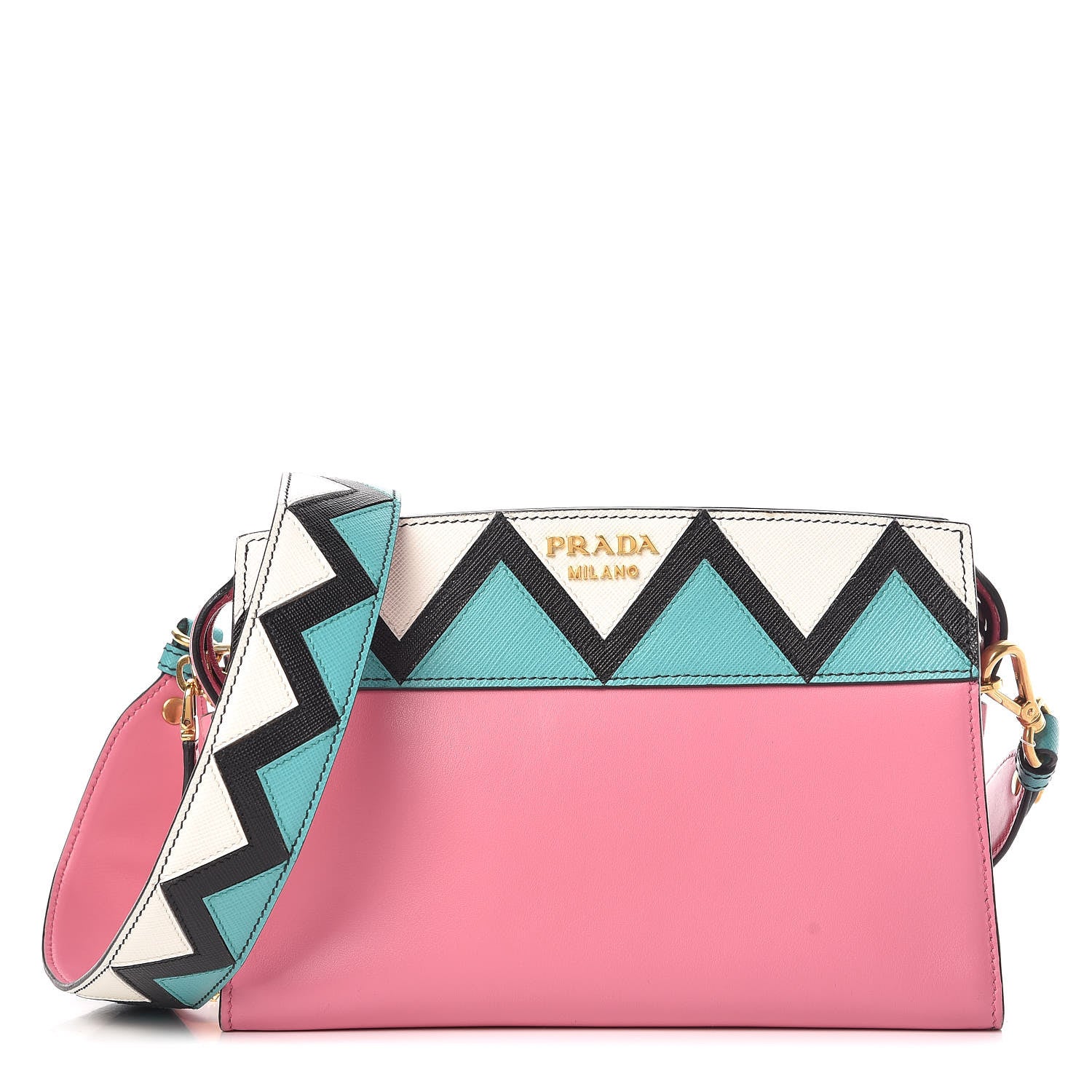 Prada City Calf Saffiano Esplanade Crossbody Bag Begonia Giada 1 of 13