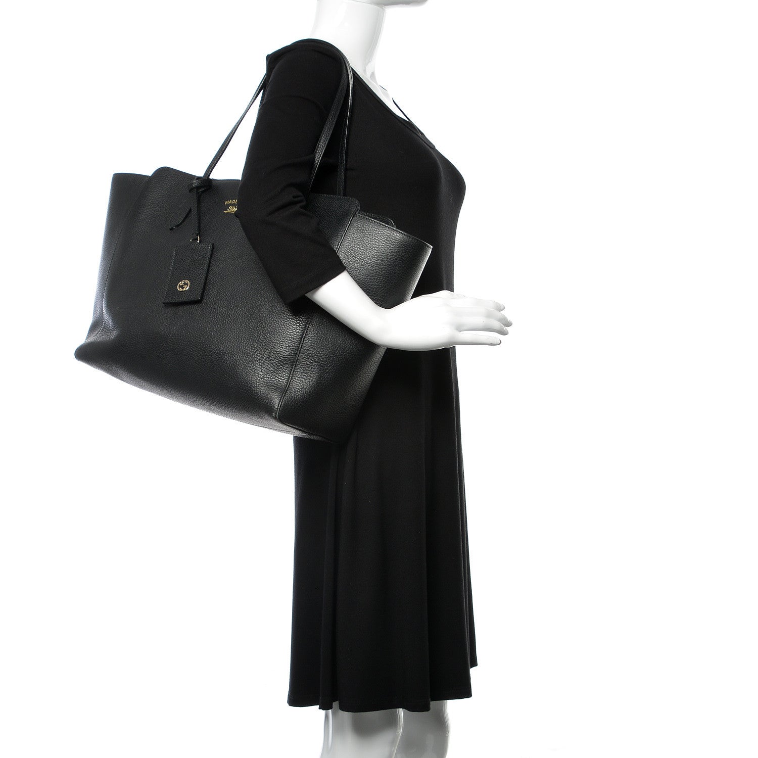 Gucci Pebbled Calfskin Medium Swing Tote Black 2 of 11