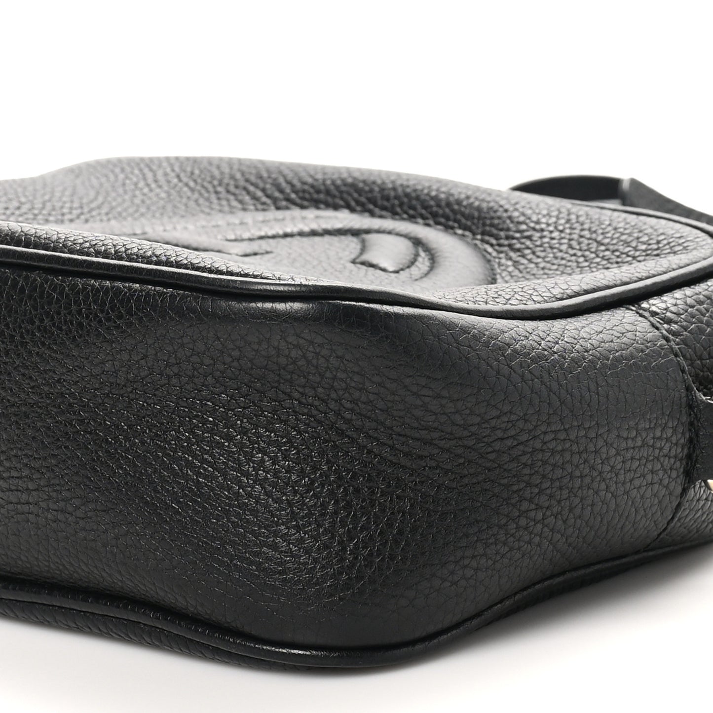 Pebbled Calfskin Small Soho Disco Bag Black