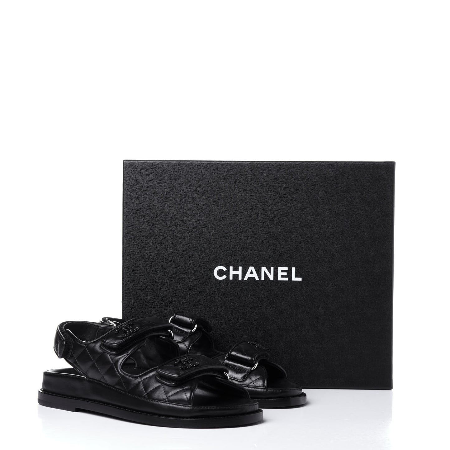 Lambskin Velcro Dad Sandals 37 Black