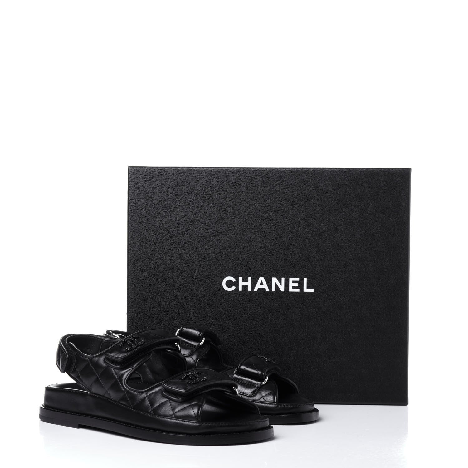 Chanel Lambskin Velcro Dad Sandals 37 Black 12 of 12
