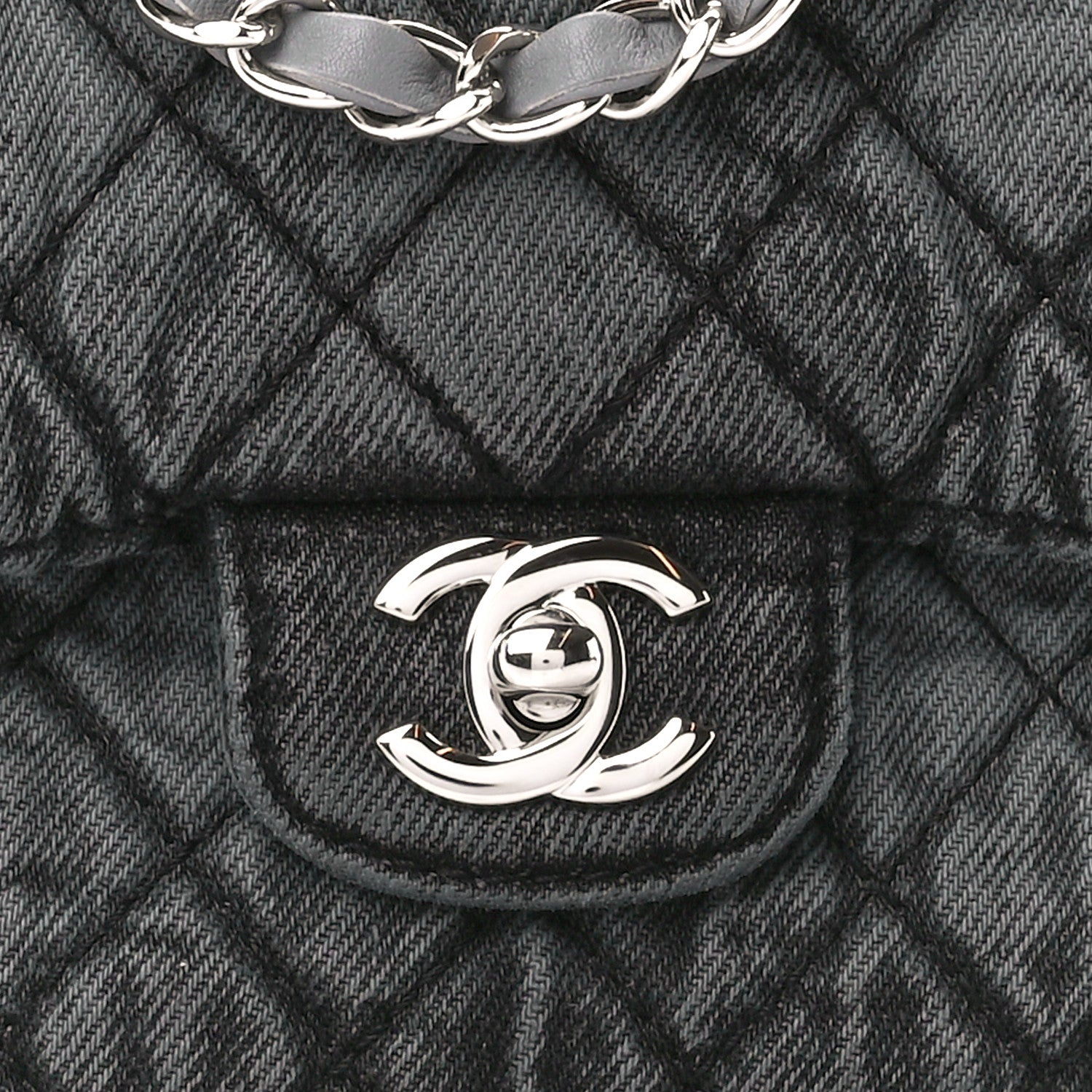 Chanel Washed Denim Quilted Small Denimpression Flap Grey Black 9 of 11