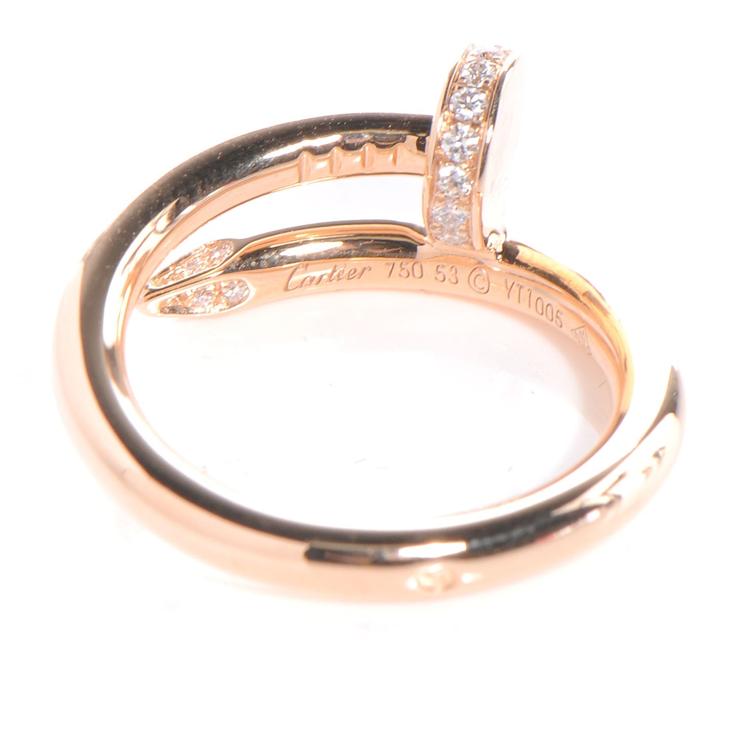 18K Pink Gold Diamond Juste Un Clou Ring 53 6.25