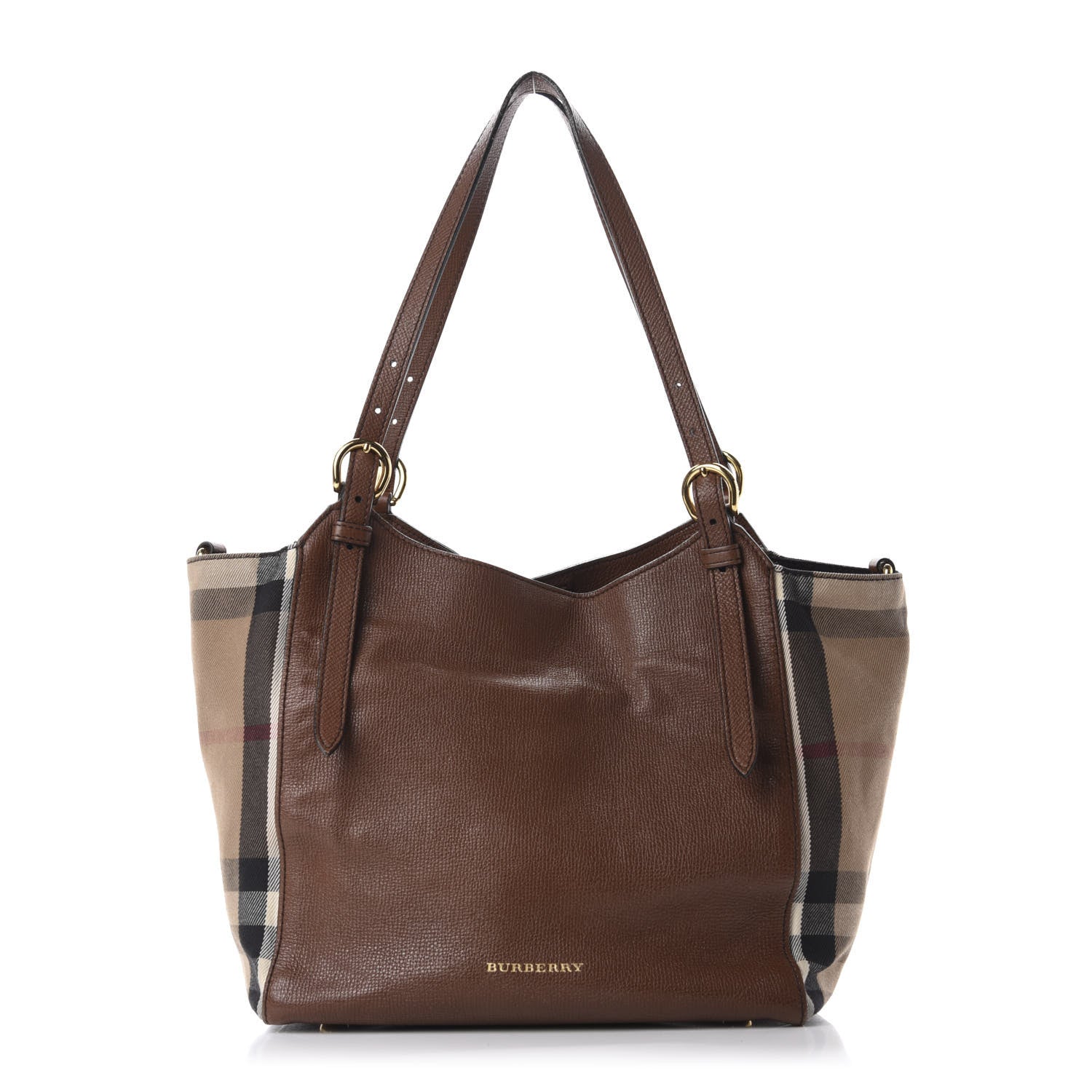Burberry Grainy Calfskin House Check Small Canterbury Tote Tan 3 of 11