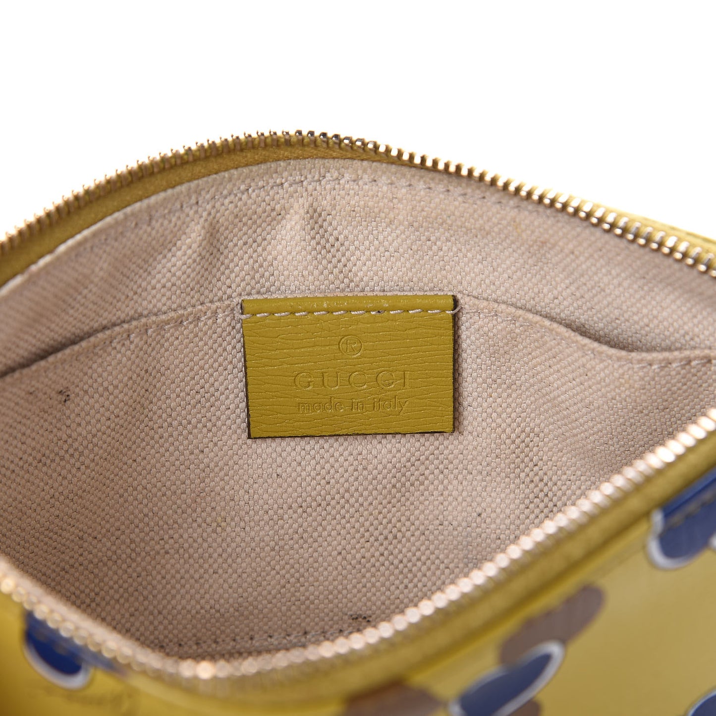 Calfskin Heartbeat Print Small Pouch Yellow