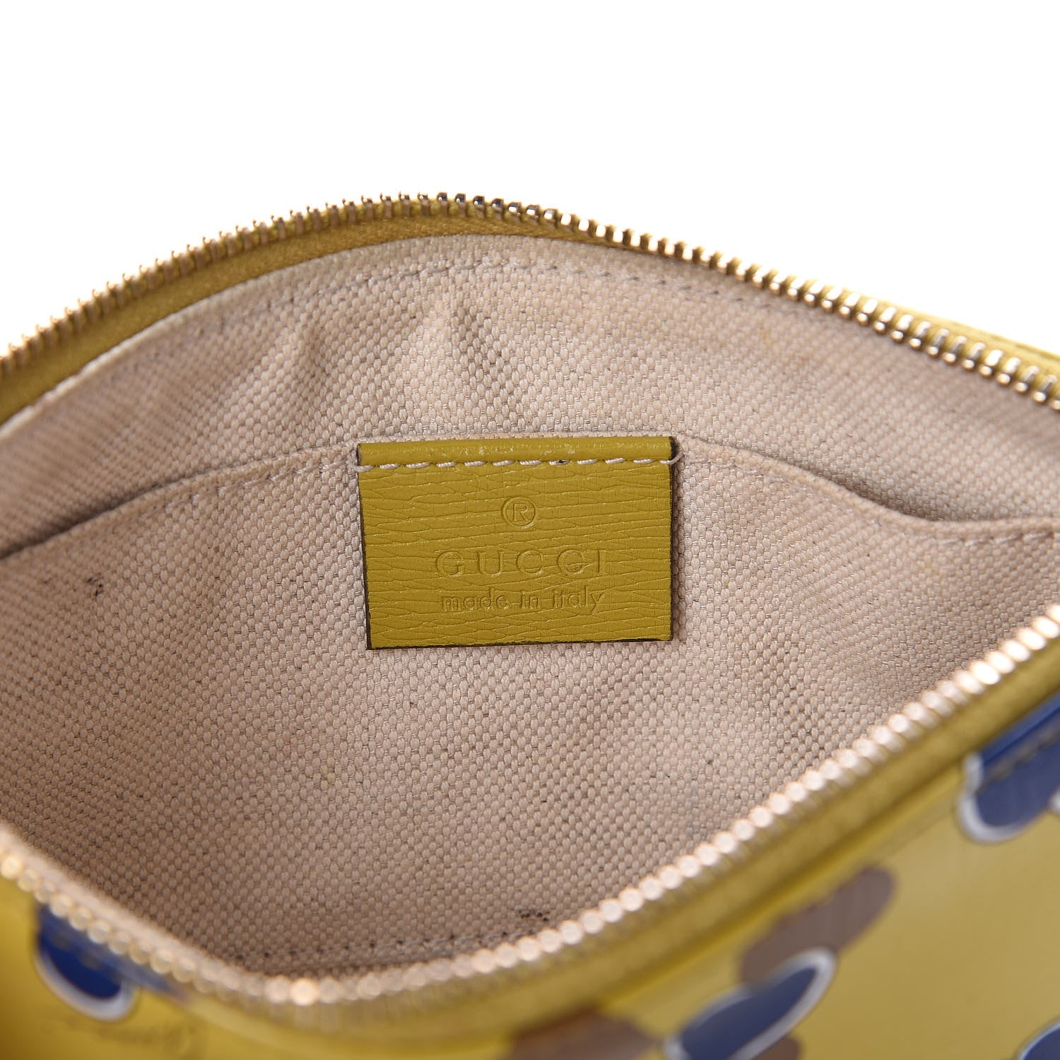 Gucci Calfskin Heartbeat Print Small Pouch Yellow 6 of 9