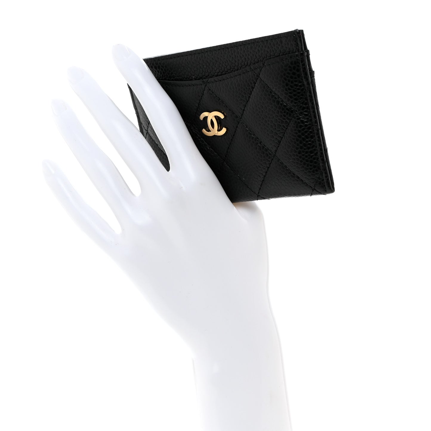 Caviar Quilted Card Holder Black
