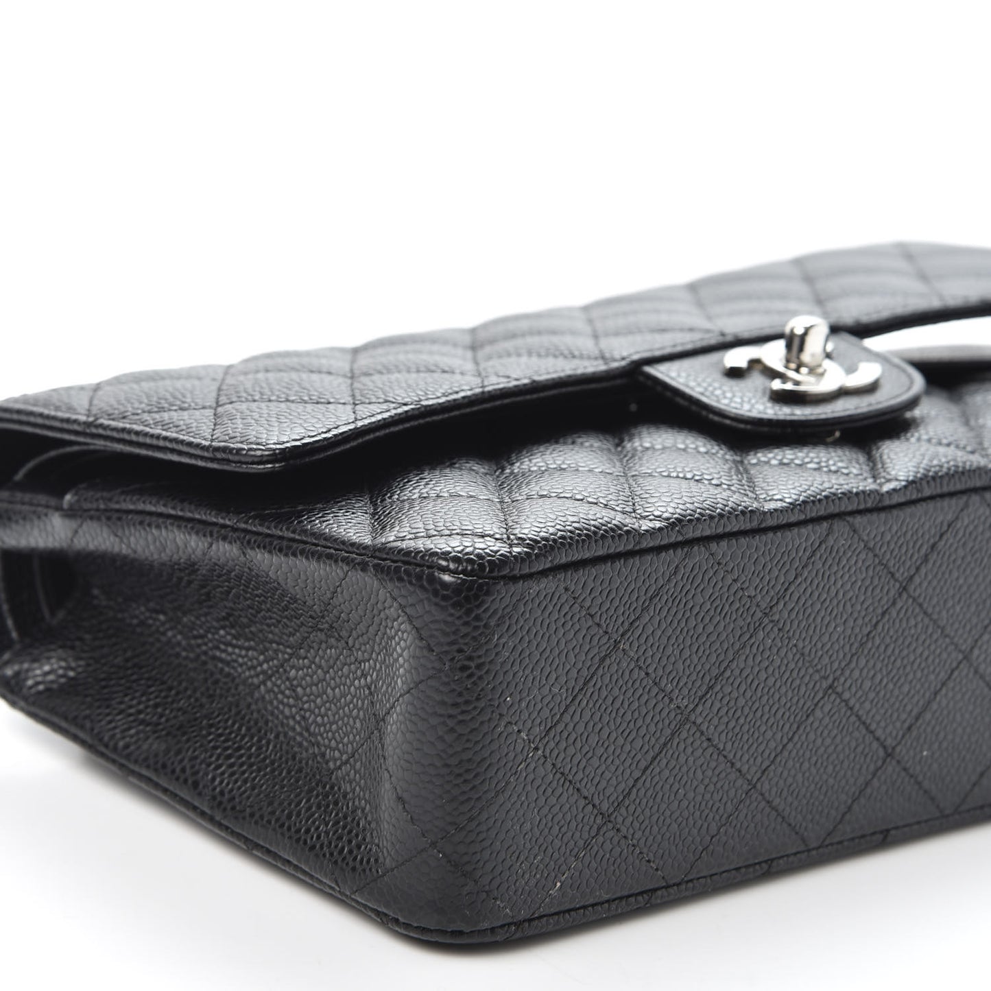 Caviar Quilted Medium Double Flap Black