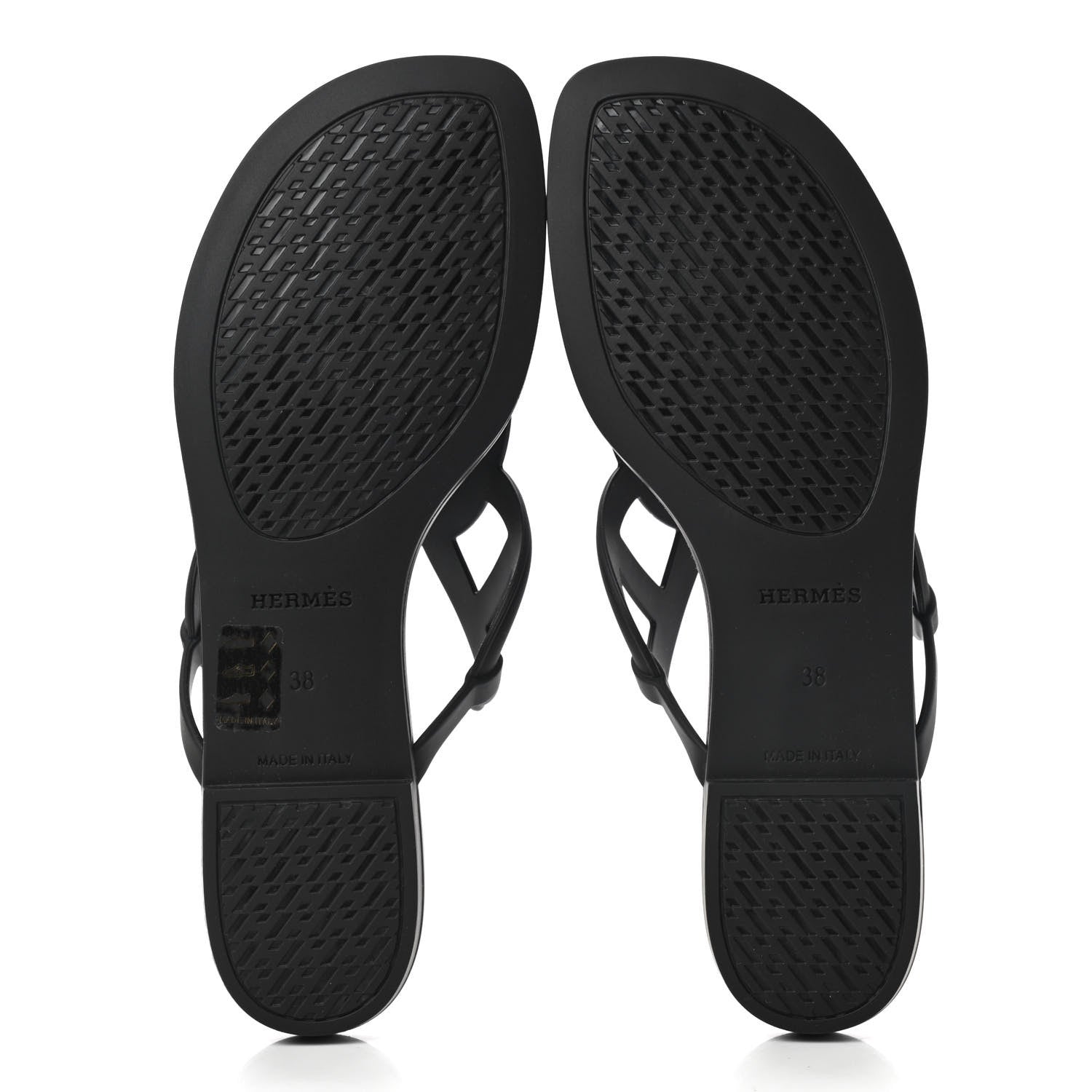 Hermes Rubber Womens Egerie Sandals 38 Black 5 of 8