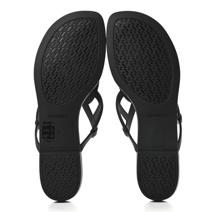 Hermes Rubber Womens Egerie Sandals 38 Black 5 of 8