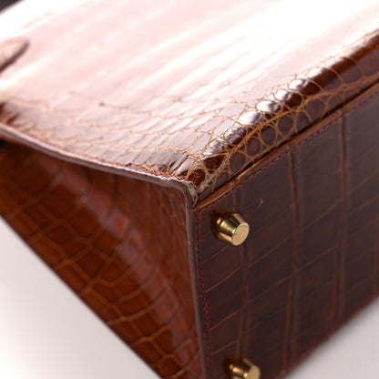 Hermes Shiny Niloticus Crocodile Kelly Sellier 28 Miel 11 of 34
