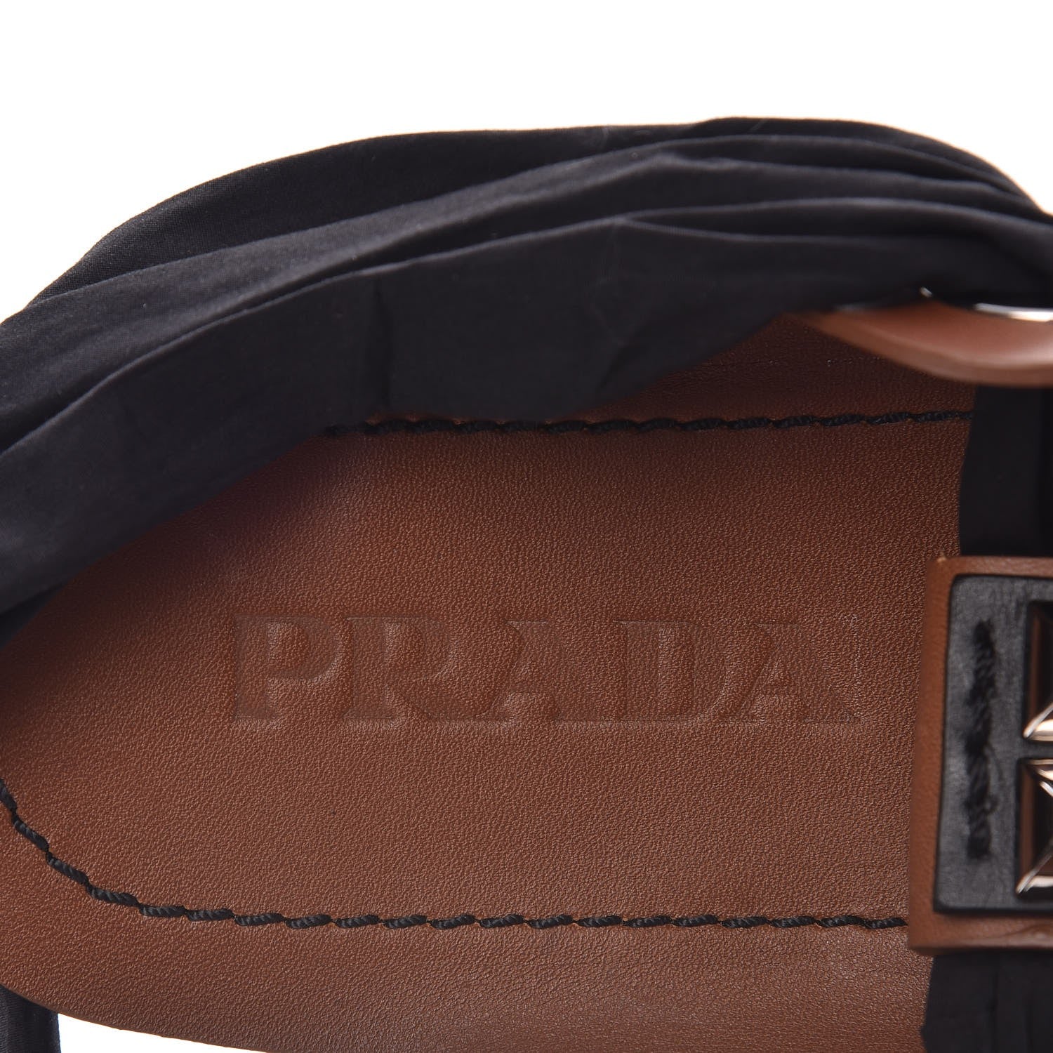 Prada Calfskin Studded Lace Up Sandals 37.5 Brown 11 of 12