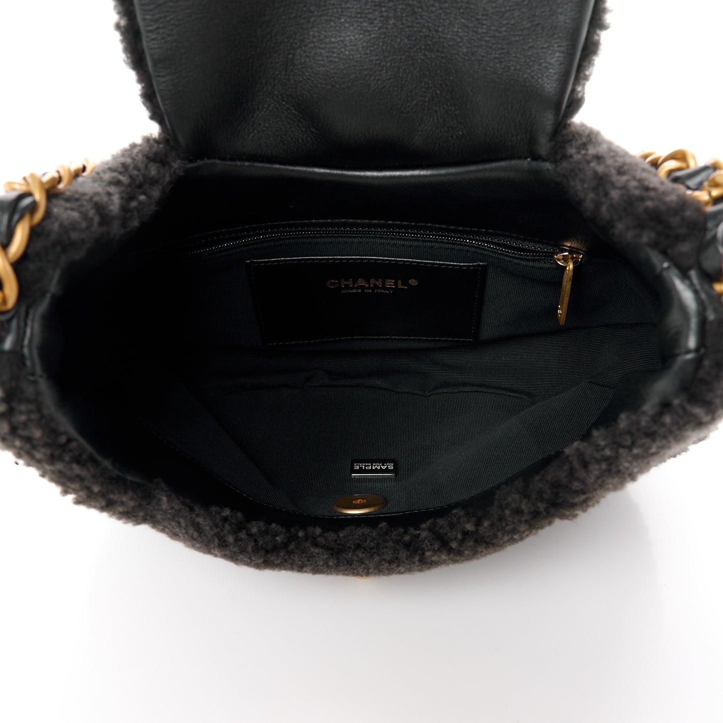 Shearling Quilted Hobo Black