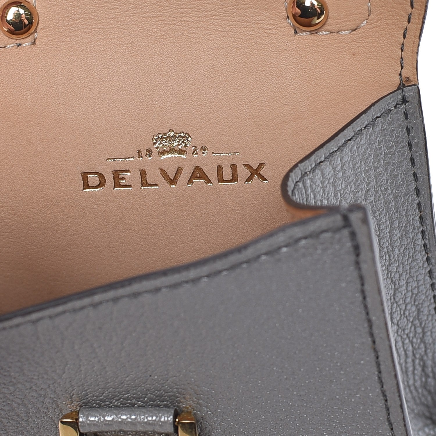 Delvaux Metallic Calfskin Mini Brillant Bag Charm Gris Irise 8 of 9