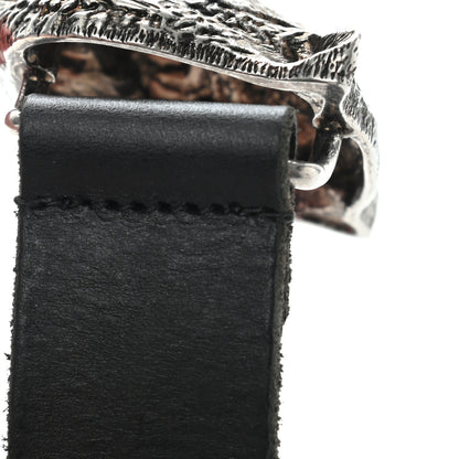 Gucci Calfskin Brass Feline Buckle Belt 100 40 Black 6 of 8