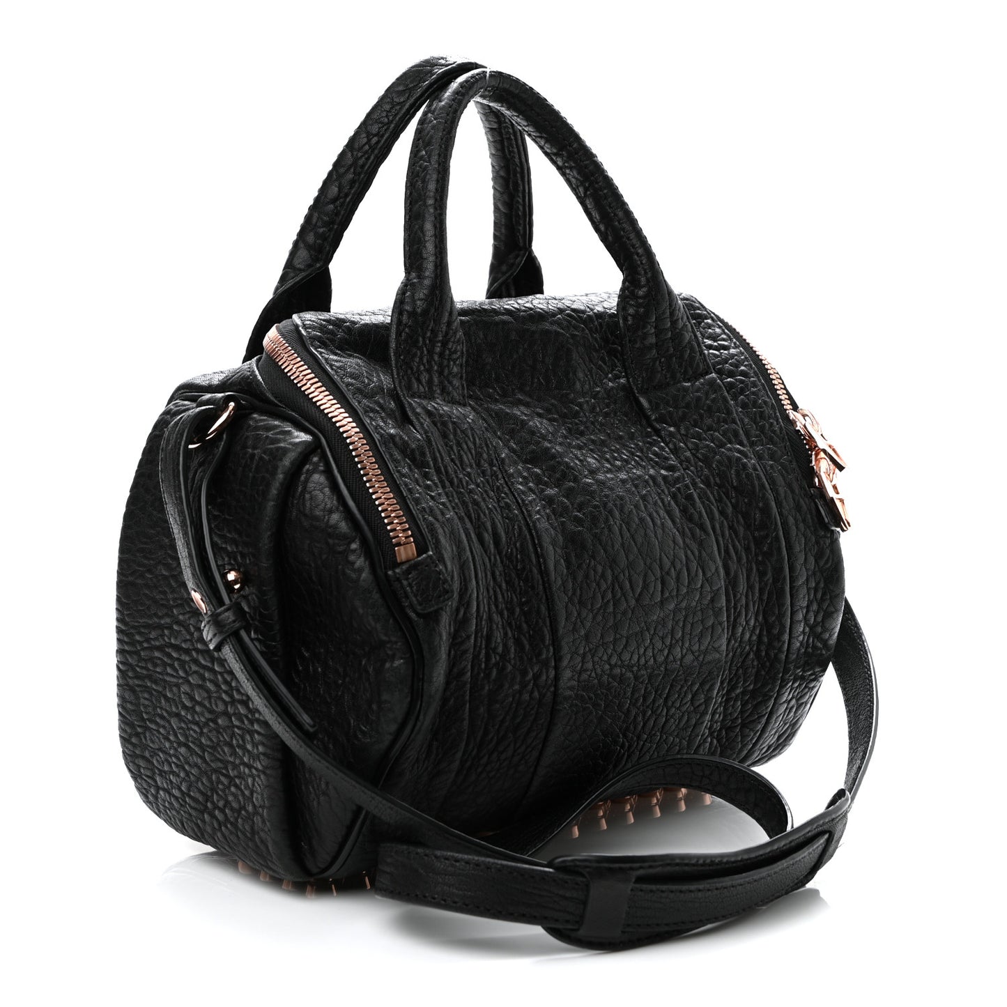 Pebbled Lambskin Mini Rockie Black Rose Gold Hardware