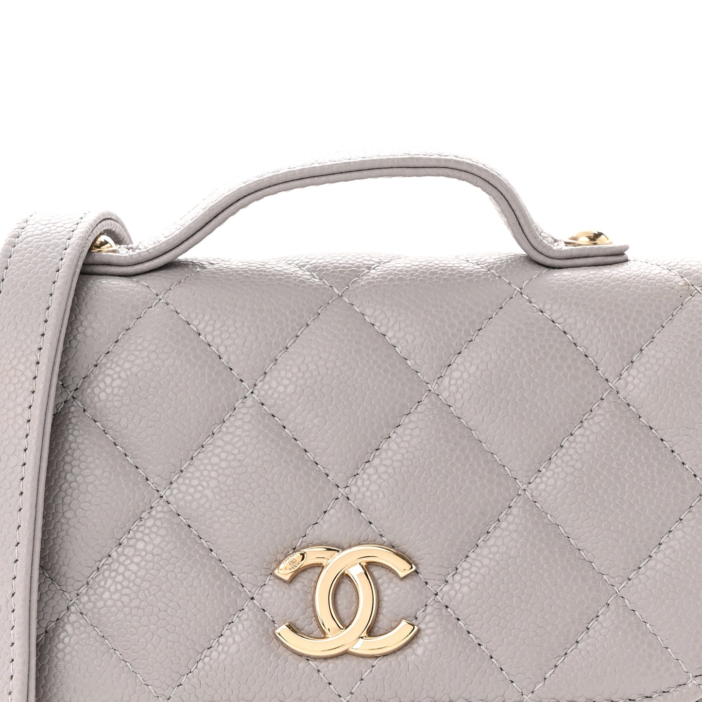 Caviar Quilted Mini Business Affinity Flap Grey