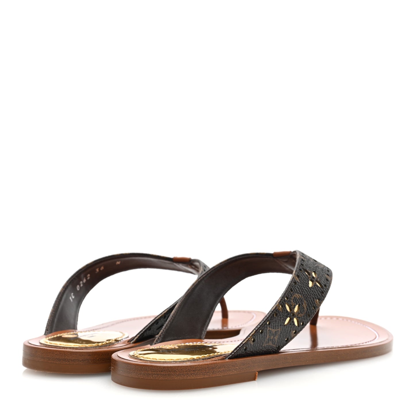 Monogram Sunny Flat Thong Sandals 36 Brown