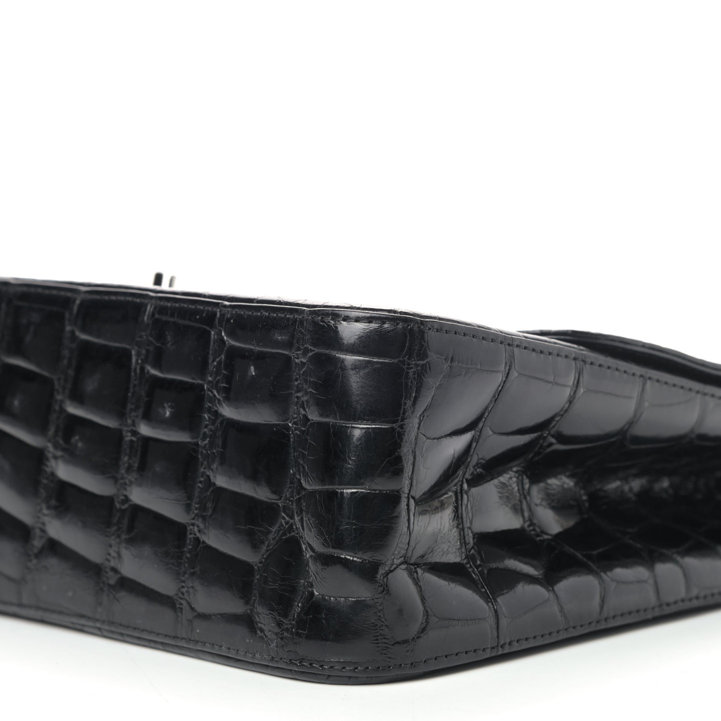 Shiny Crocodile Jumbo Single Flap Black