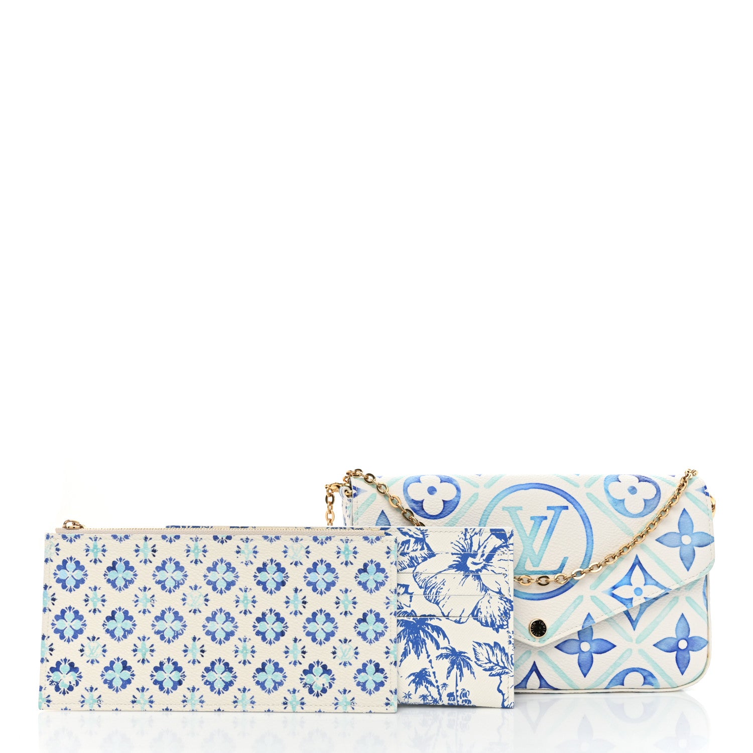 Louis Vuitton Monogram Giant By The Pool 2.0 Felicie Pochette Chain Wallet Lagoon Blue 1 of 13
