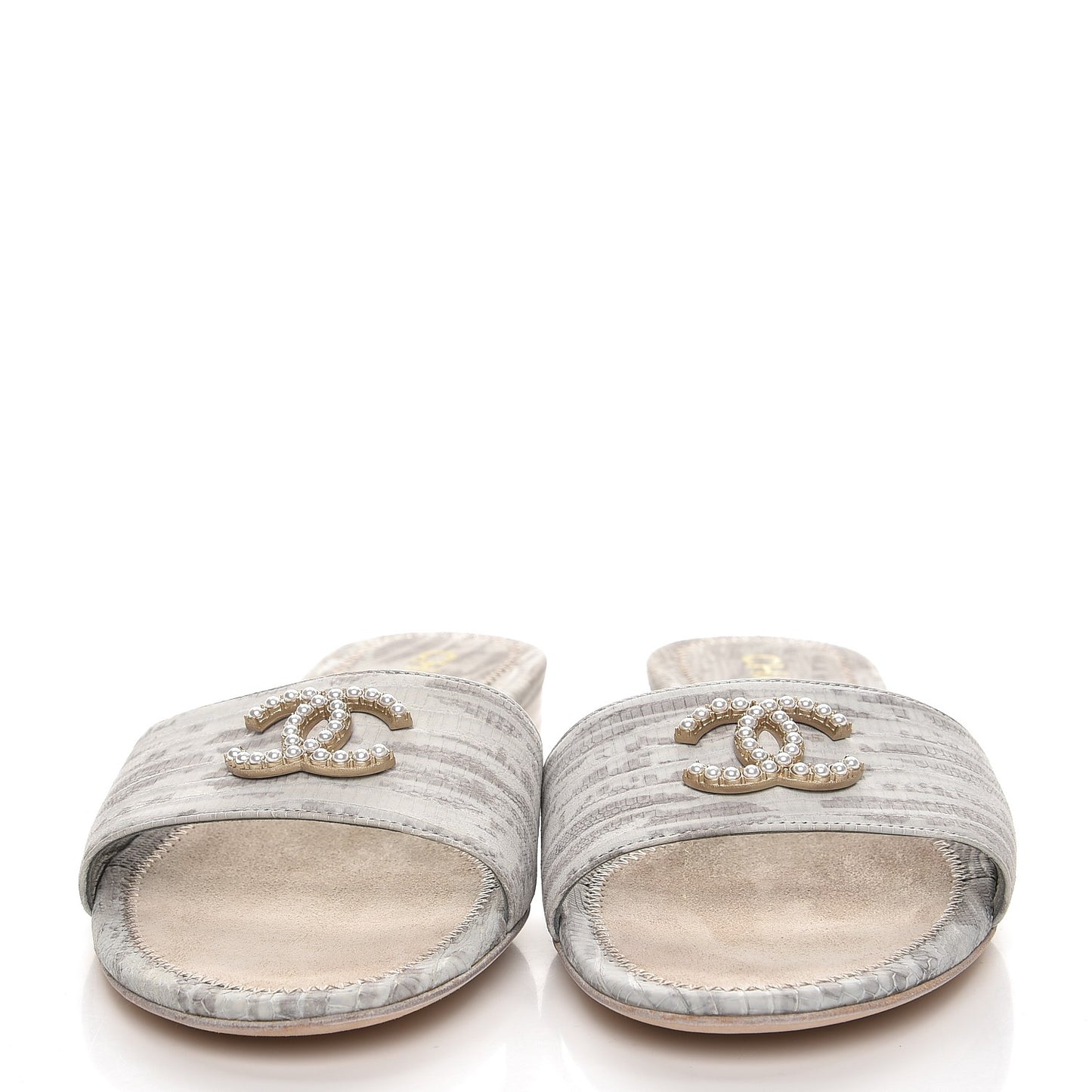 Lizard Pearl CC Sandals 37.5 Grey White