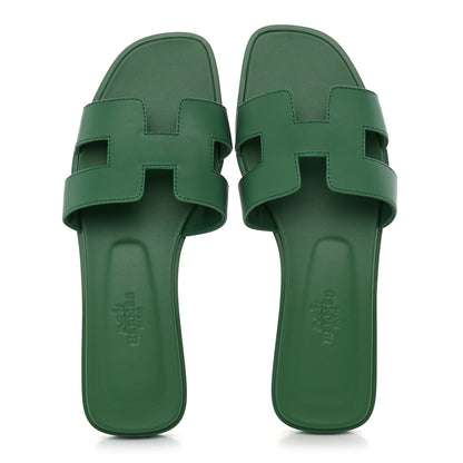 Hermes Calfskin Oran Sandals 36 Vert Electrique 2 of 10