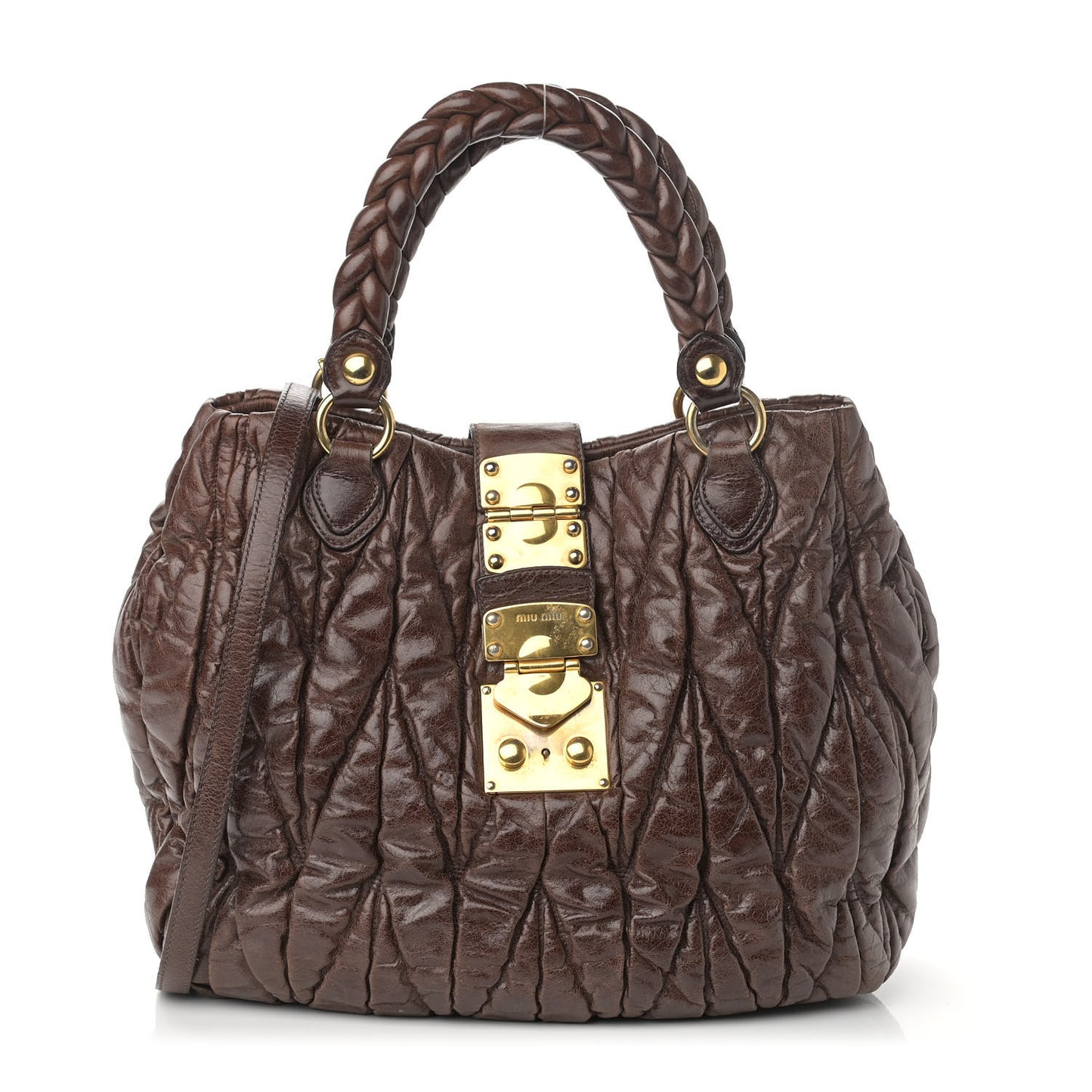 Nappa Matelasse Top Handle Satchel Brown