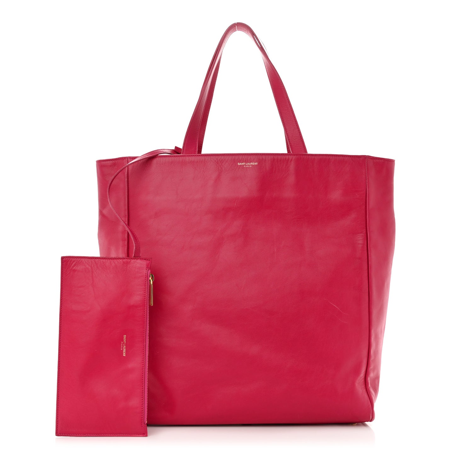 Calfskin Suede Reversible East West Shopping Tote Pink