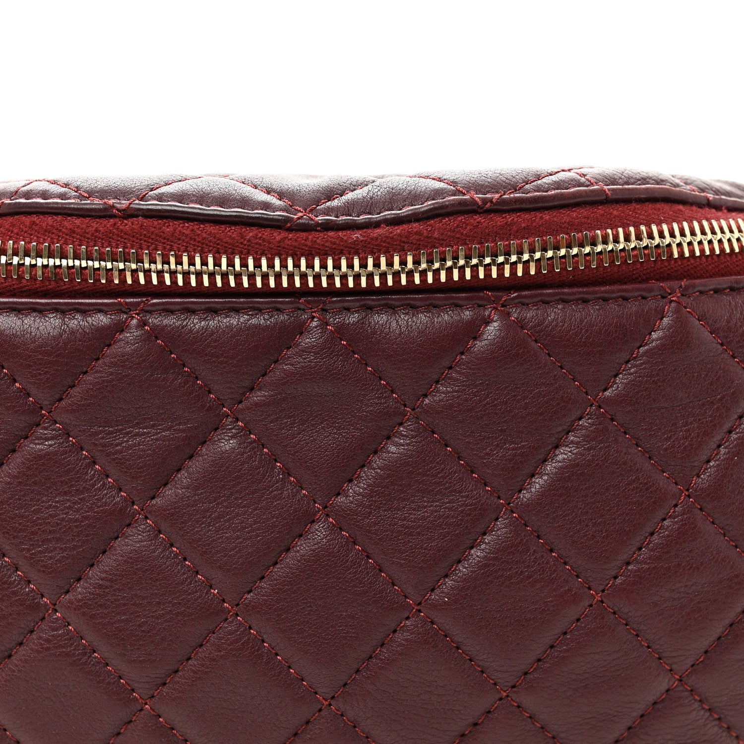 Chanel Calfskin Quilted Banane Waist Bag Fanny Pack Burgundy 8 of 10