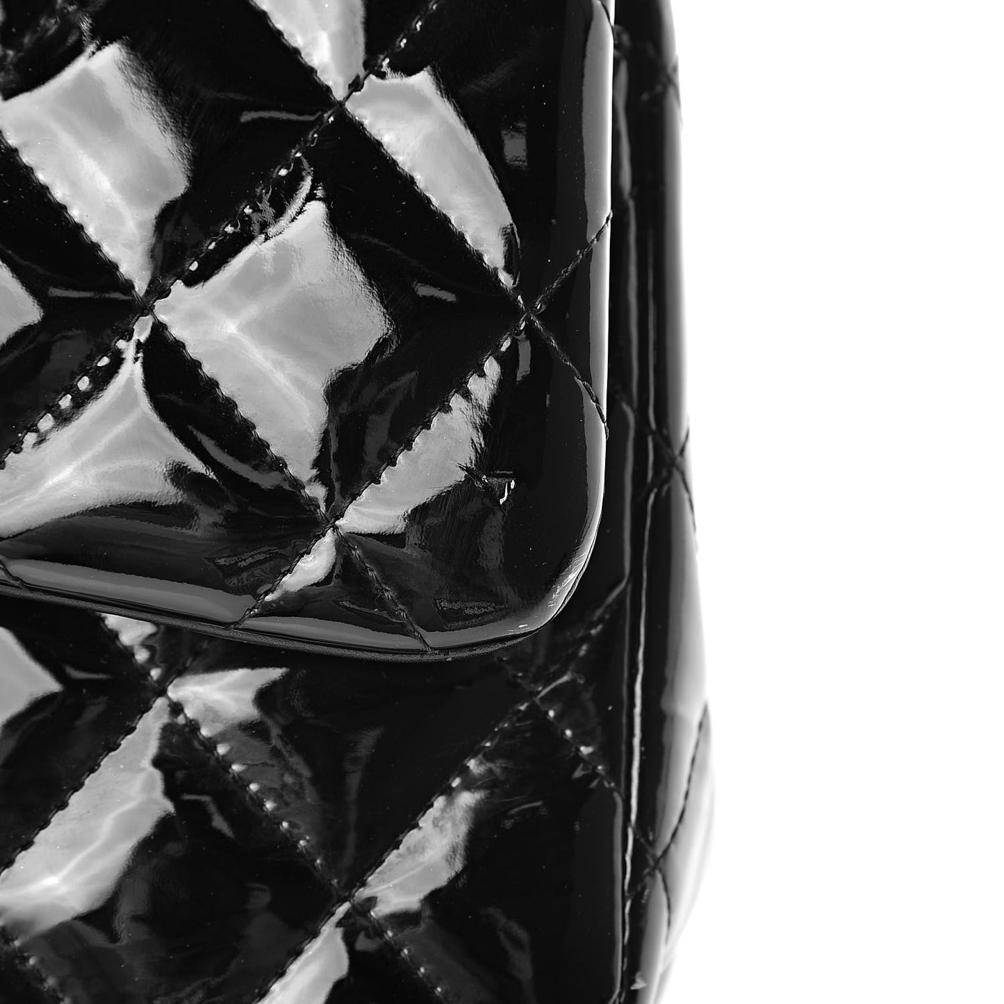 Patent Quilted Jumbo Double Flap Black