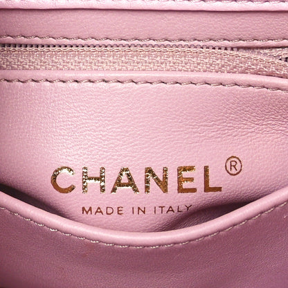 Chanel Crumpled Lambskin Quilted Mini CC Links Top Handle Flap Light Pink 6 of 9