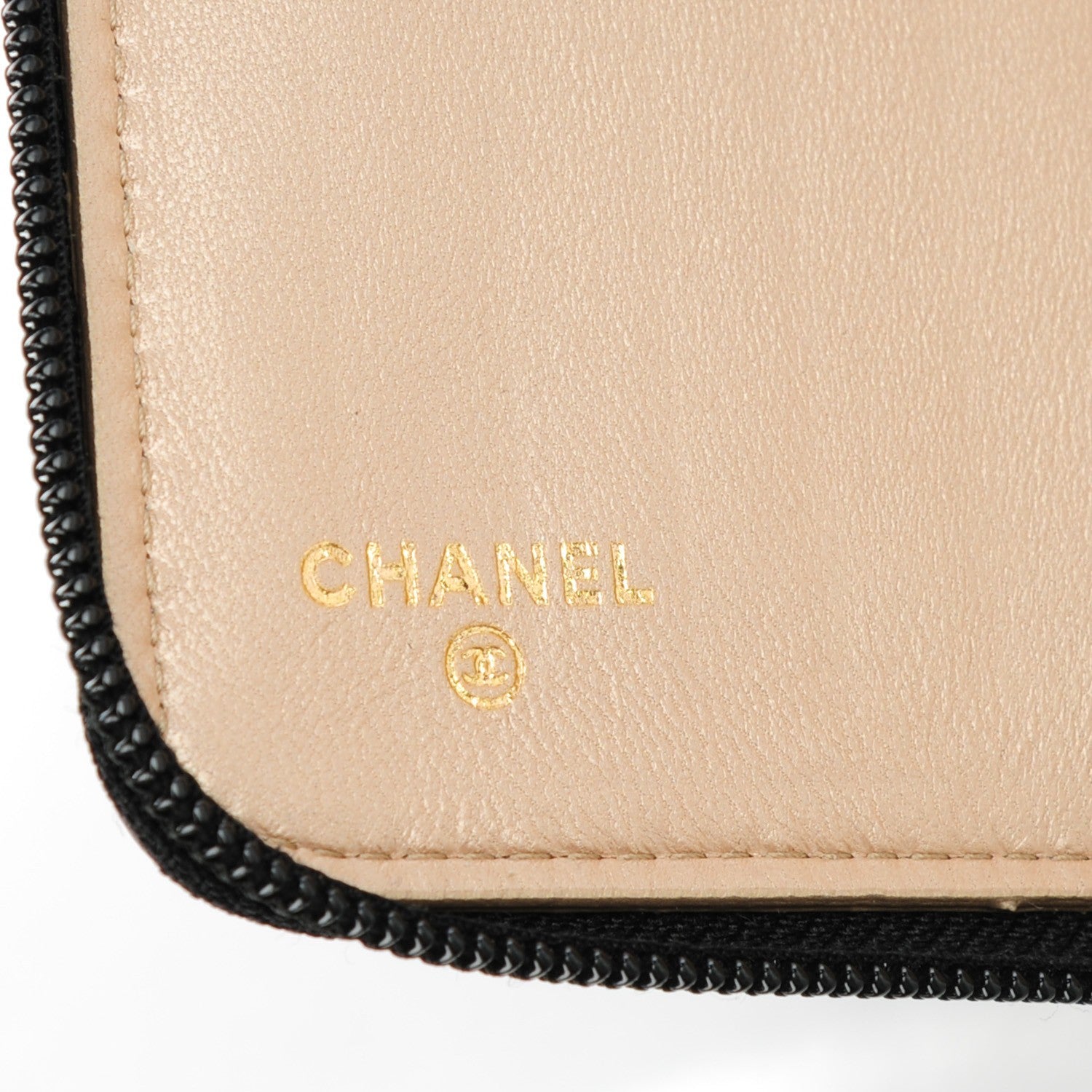 Chanel Lambskin Camellia Embossed Large Zip Around Gusset Wallet Black 6 of 8