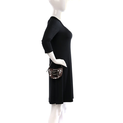 Fendi Sequin Paillettes Mini Half Moon Baguette Brown 2 of 9