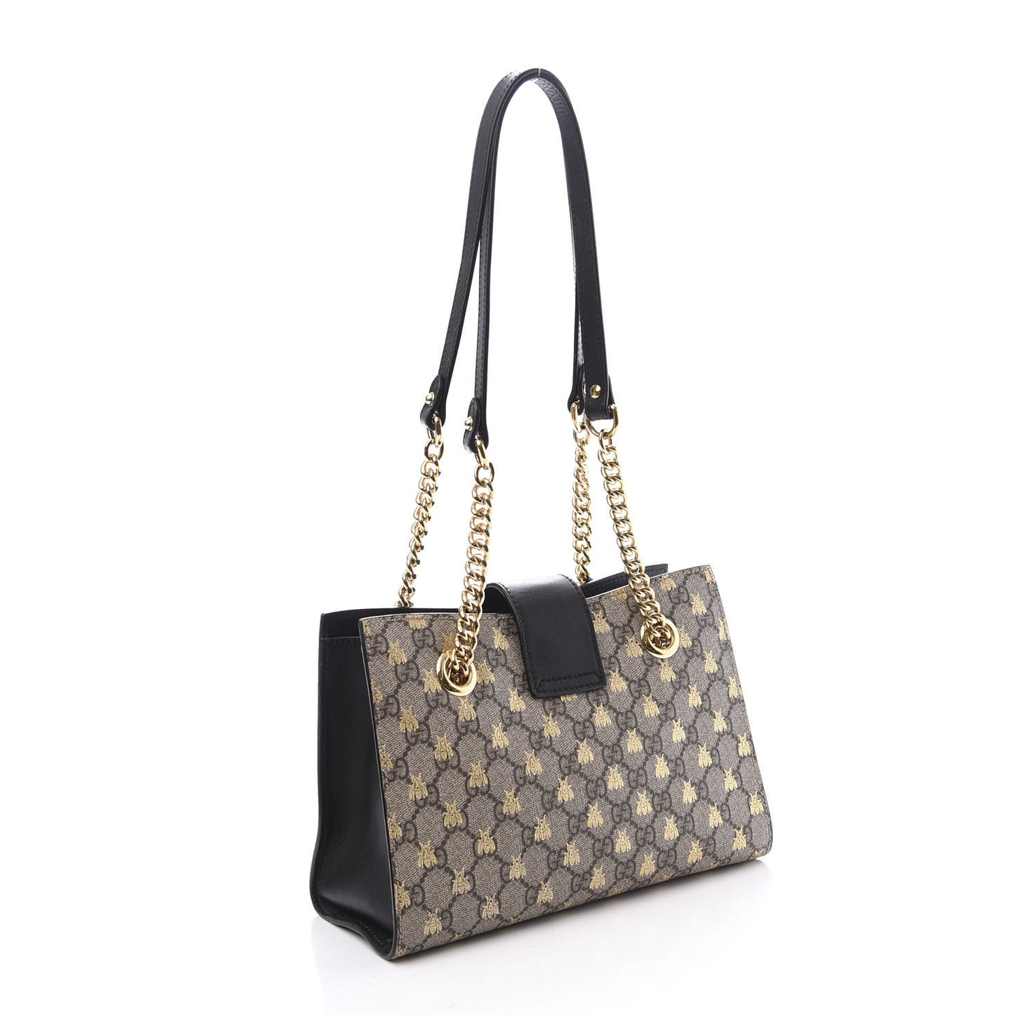 GG Supreme Monogram Bees Small Padlock Tote Beige Oro Black